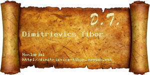 Dimitrievics Tibor névjegykártya